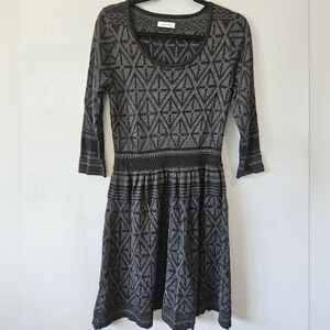 Calvin Klein Knit Fit And Flare 3/4 Sleeve Dress Women's Size S
